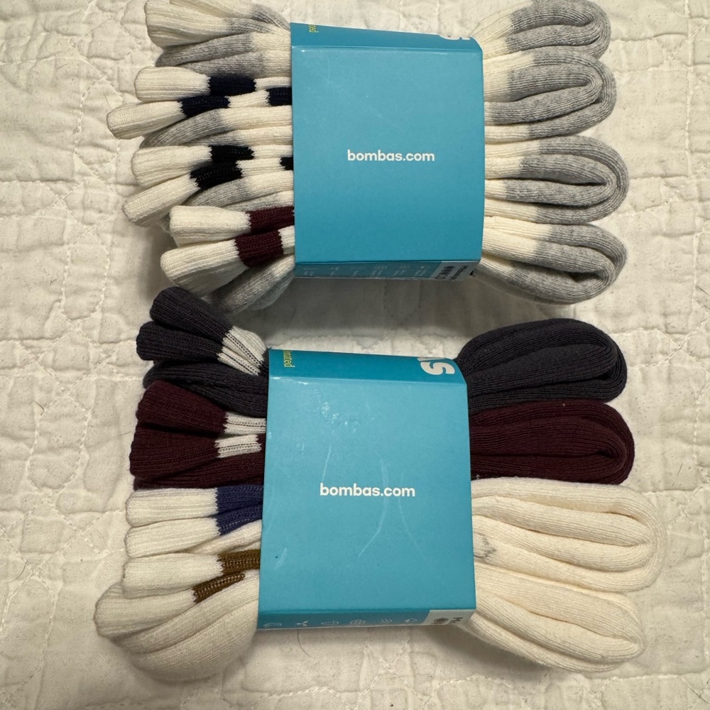 Bombas Women’s Half Calf Striped Crew Socks - 8 pairs size S